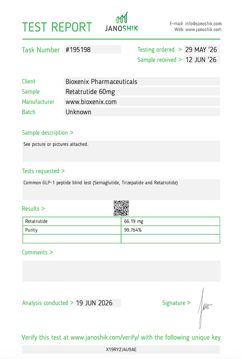 Bioxenix Pharmaceuticals RT60 1 x vial + FREE 1 x Bac Water